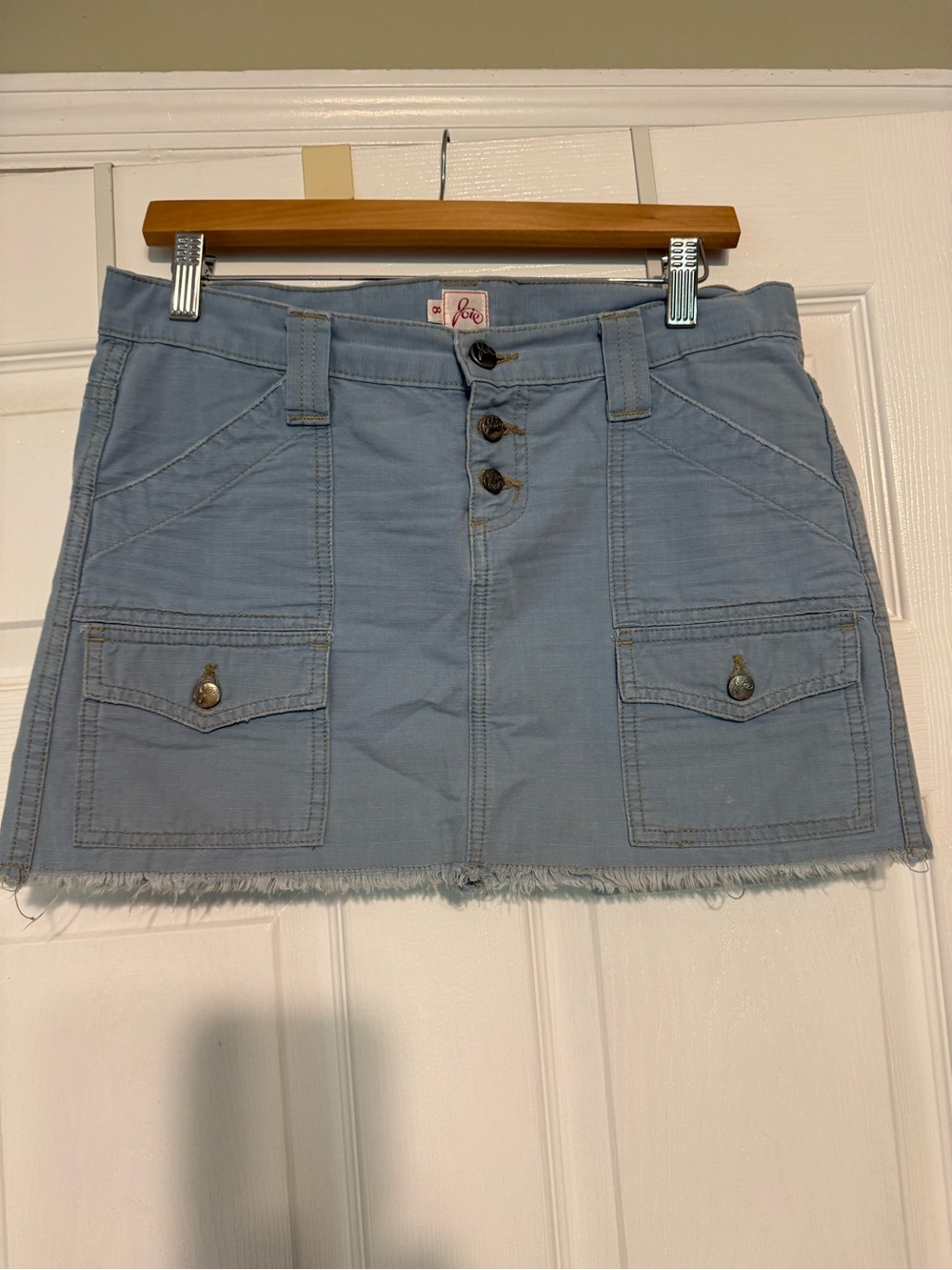Joie Light Blue Denim Mini Skirt with Front Pockets